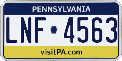 PA license plate LNF4563