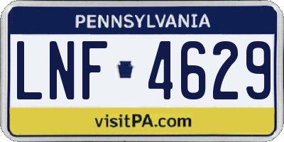 PA license plate LNF4629