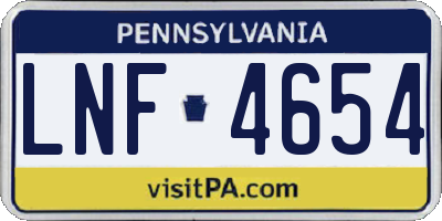 PA license plate LNF4654