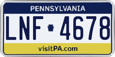 PA license plate LNF4678