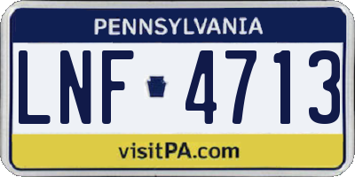 PA license plate LNF4713