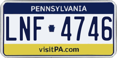 PA license plate LNF4746