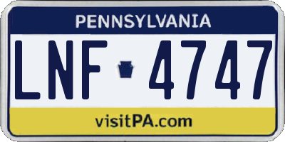 PA license plate LNF4747