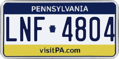 PA license plate LNF4804