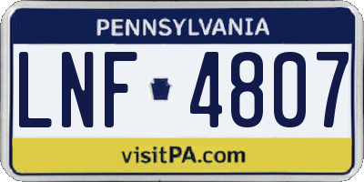 PA license plate LNF4807