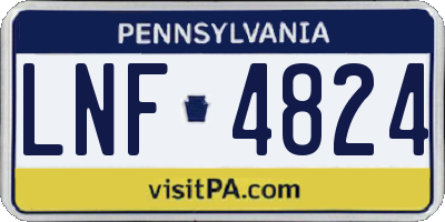PA license plate LNF4824