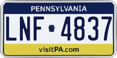 PA license plate LNF4837