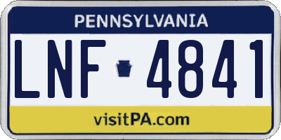 PA license plate LNF4841