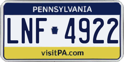 PA license plate LNF4922