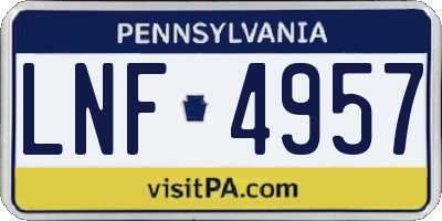 PA license plate LNF4957
