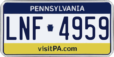 PA license plate LNF4959