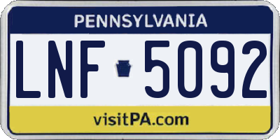 PA license plate LNF5092