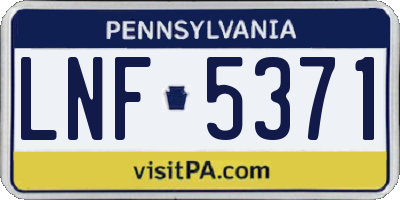 PA license plate LNF5371