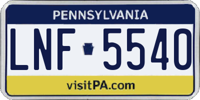 PA license plate LNF5540