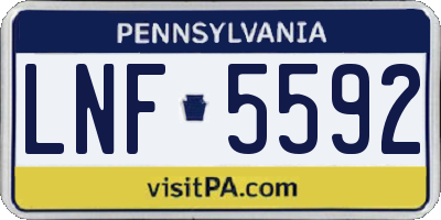 PA license plate LNF5592