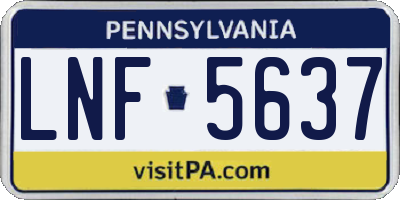 PA license plate LNF5637
