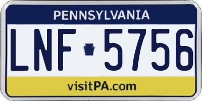 PA license plate LNF5756