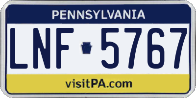 PA license plate LNF5767