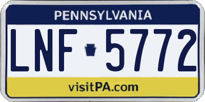 PA license plate LNF5772