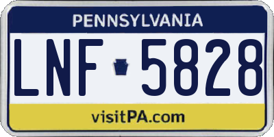 PA license plate LNF5828