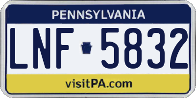 PA license plate LNF5832