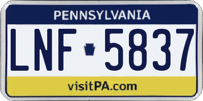 PA license plate LNF5837