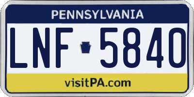 PA license plate LNF5840