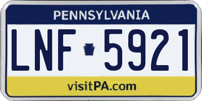 PA license plate LNF5921