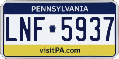 PA license plate LNF5937