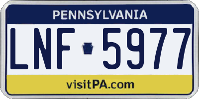 PA license plate LNF5977