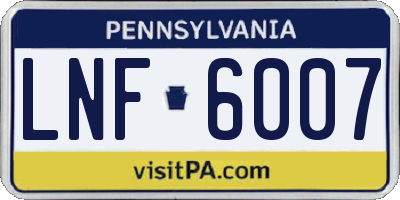 PA license plate LNF6007
