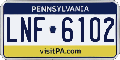 PA license plate LNF6102
