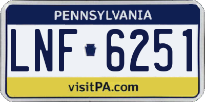 PA license plate LNF6251