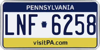 PA license plate LNF6258