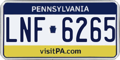 PA license plate LNF6265
