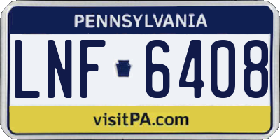 PA license plate LNF6408