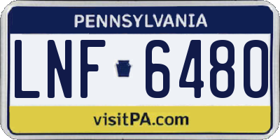PA license plate LNF6480