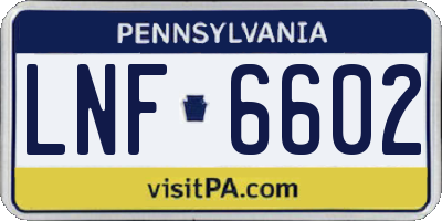 PA license plate LNF6602