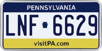 PA license plate LNF6629