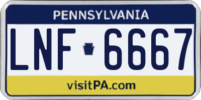 PA license plate LNF6667