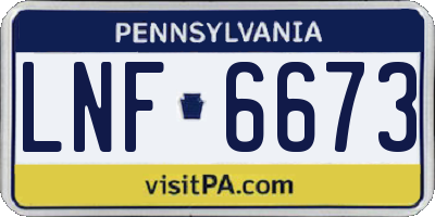 PA license plate LNF6673