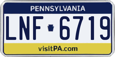 PA license plate LNF6719