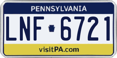 PA license plate LNF6721