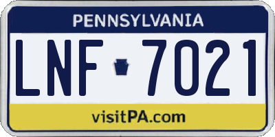 PA license plate LNF7021