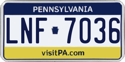 PA license plate LNF7036