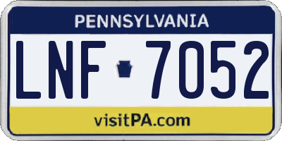 PA license plate LNF7052