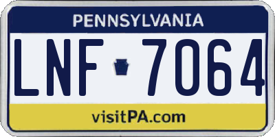 PA license plate LNF7064