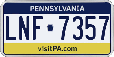 PA license plate LNF7357