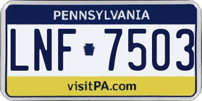 PA license plate LNF7503
