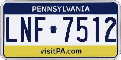 PA license plate LNF7512